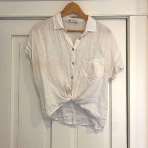 Zara Linen Button Up Tee